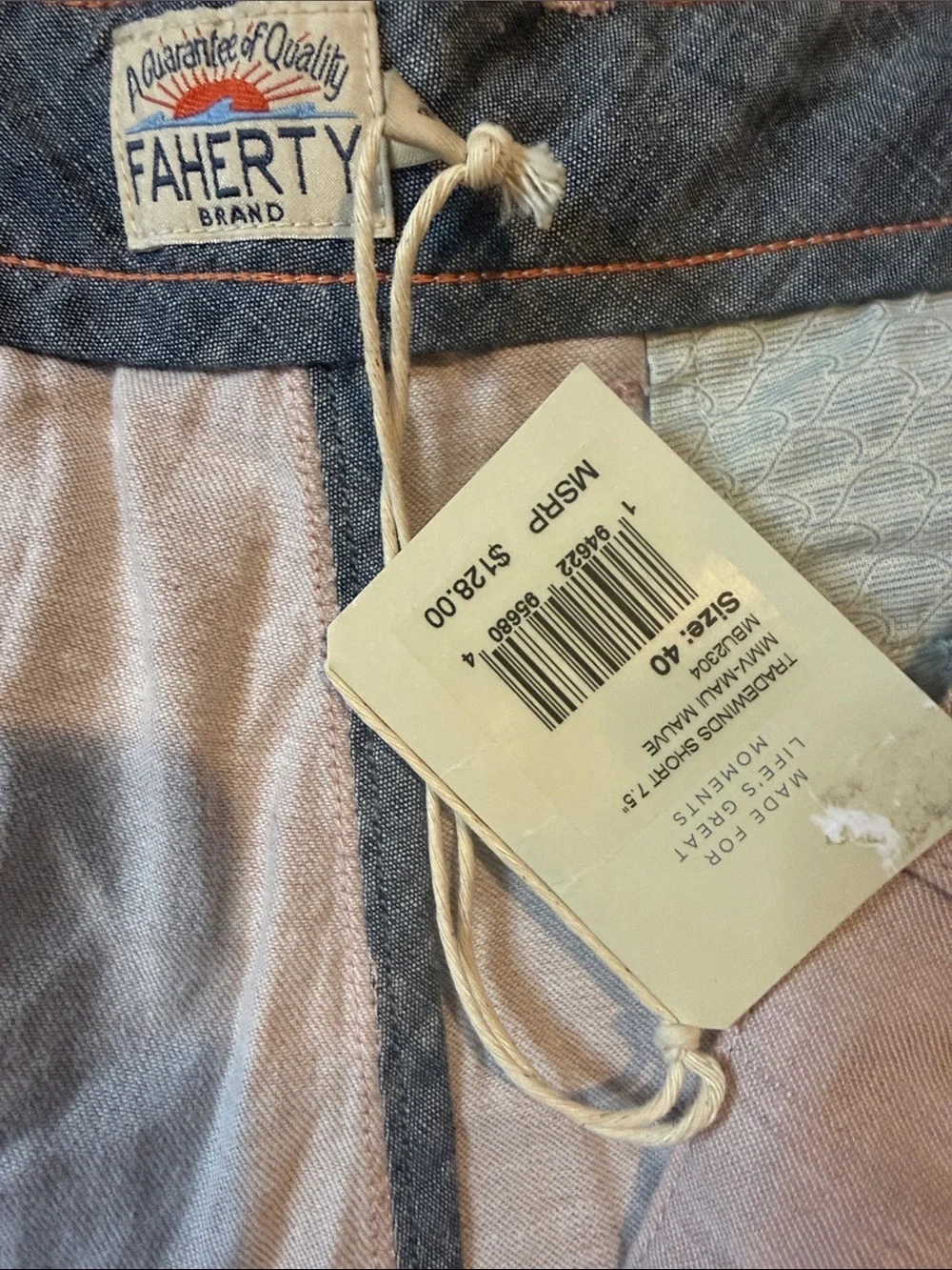 Faherty Brand Pink Linen Blend Shorts Men's Size 40 NWT original 128